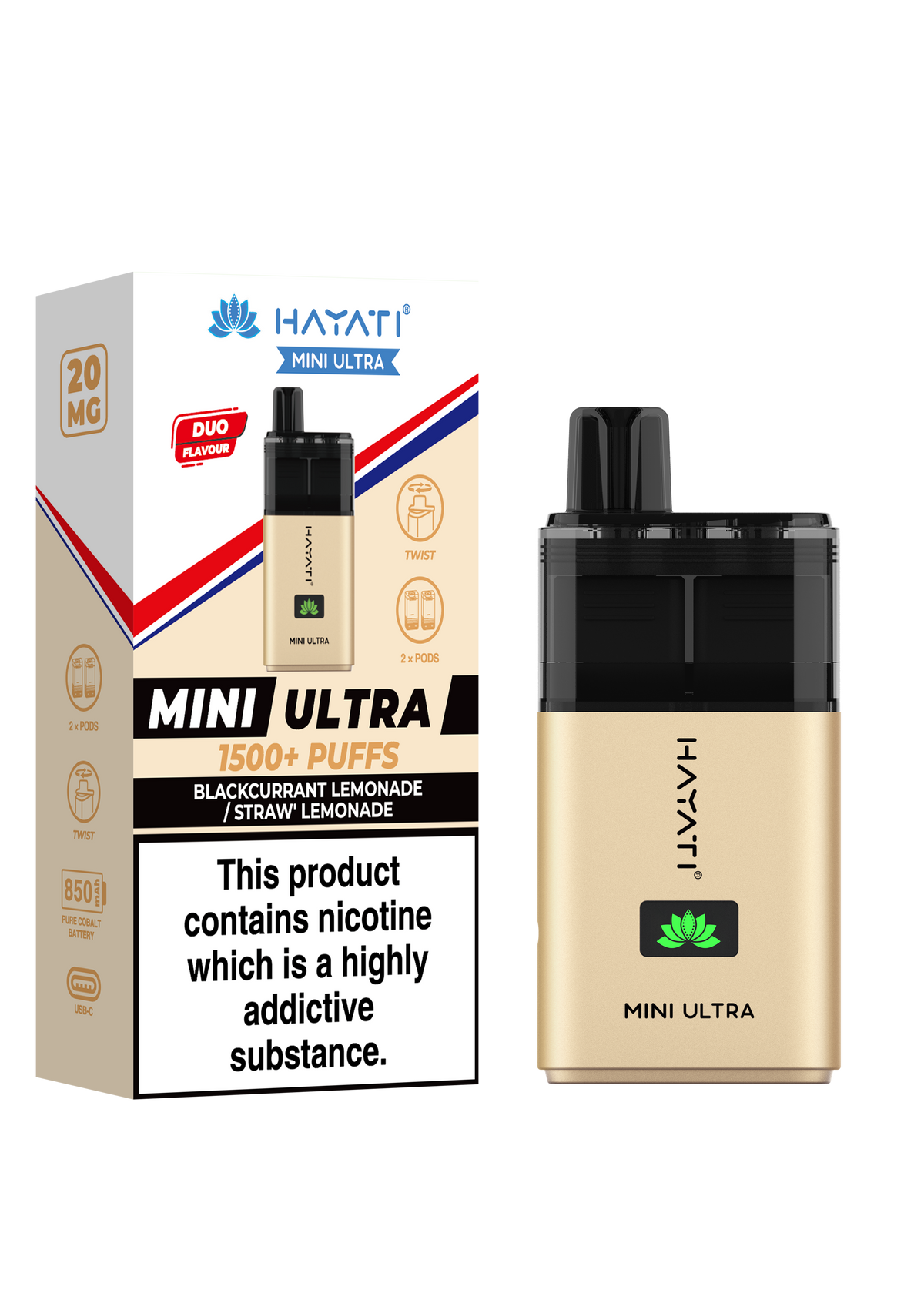 Hayati Mini Ultra 1500 Prefilled Pod Kit - 20mg