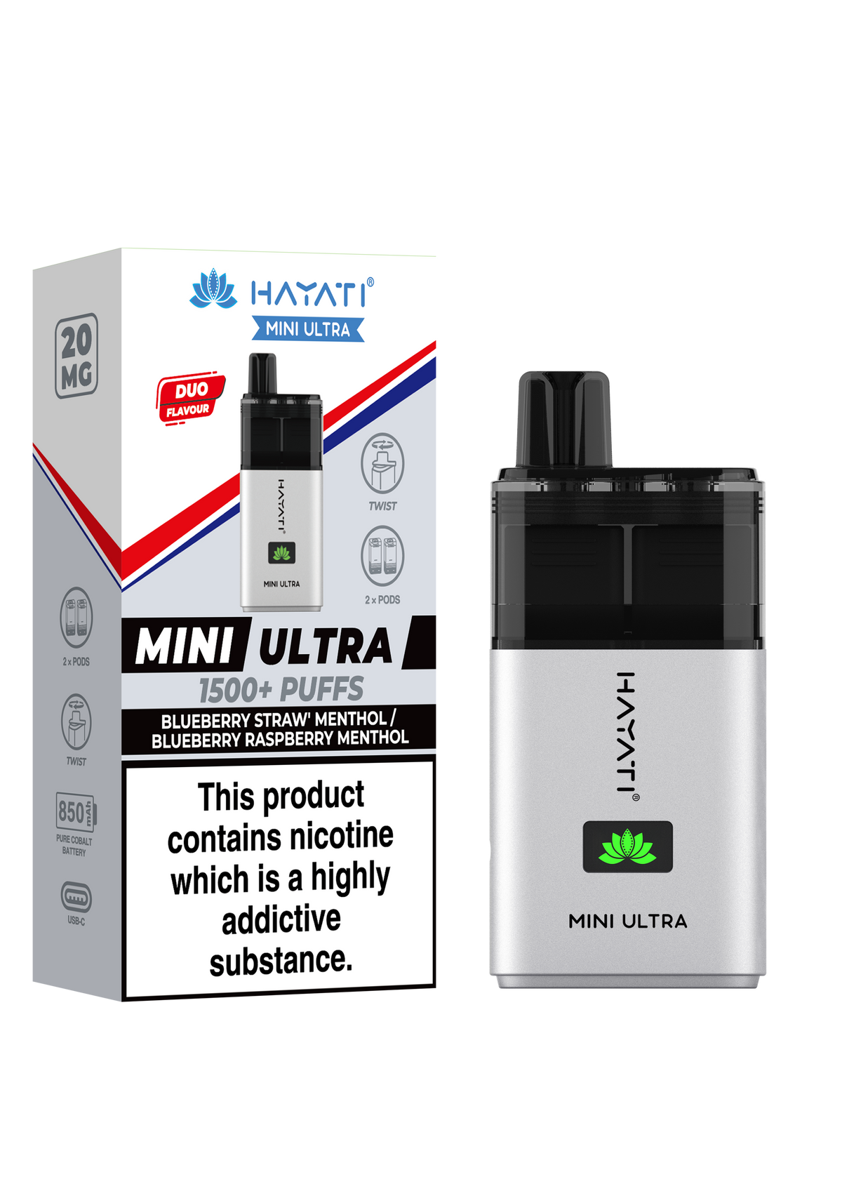Hayati Mini Ultra 1500 Prefilled Pod Kit - 20mg
