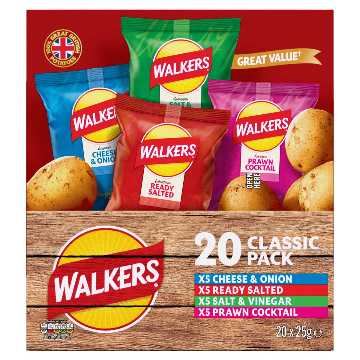Walkers Classic Variety Multipack Crisps Box 20 x 25g