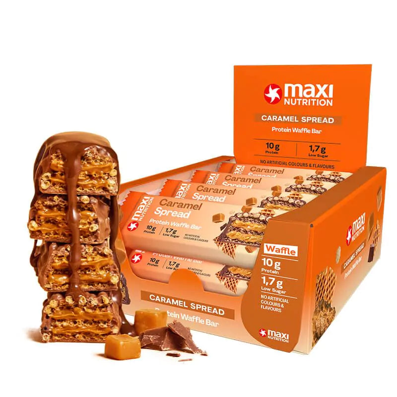 MaxiNutrition Protein Waffle Bar Caramel Spread 12 x 39g